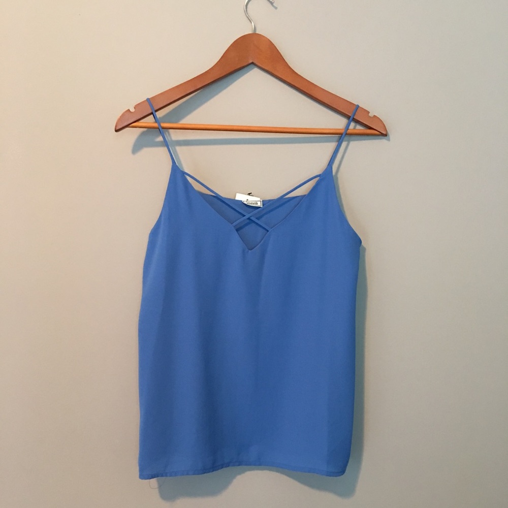 From Paris Sleeveless Top with Crisscross V Front